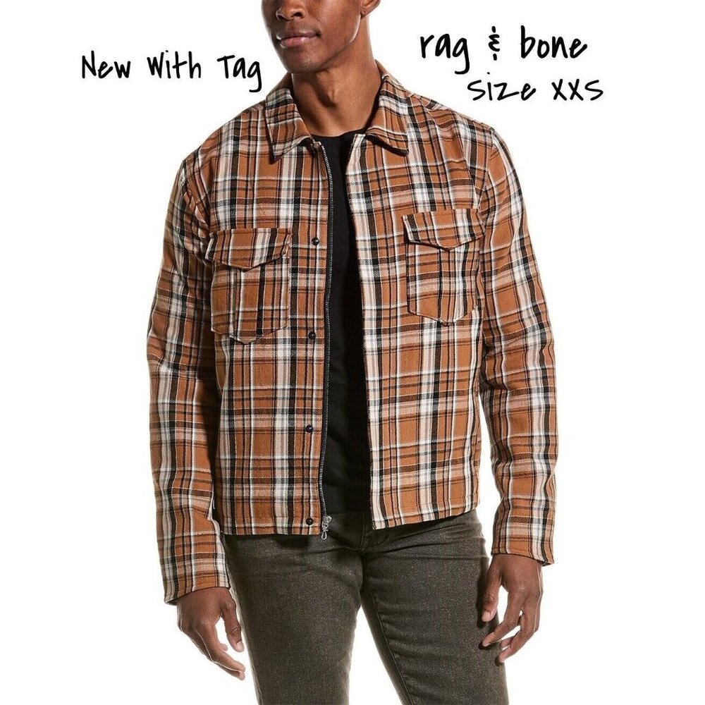 New Rag & Bone Men's Plaid Jacket in Brown Size XXS New With Tags